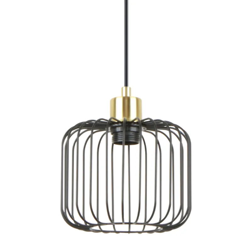 Lámpara de techo colgante Mauna 1 luz acabado negro y oro envejecido 1XE27 estilo moderno 18cm Ø