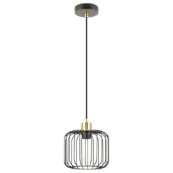Lámpara de techo colgante Mauna 1 luz acabado negro y oro envejecido 1XE27 estilo moderno 18cm Ø