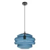 Lámpara de techo colgante Mel XL 1xE27 acabado cristal azul estilo moderno 40cm Ø