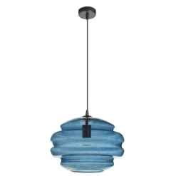 Lámpara de techo colgante Mel XL 1xE27 acabado cristal azul estilo moderno 40cm Ø