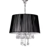 Lámpara de techo colgante Miramar Negro 4xE17 acabado cromo pantalla hilo negro estilo clásico 40cm Ø