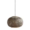 Lámpara de techo colgante Nepal 1XE27 acabado bambú fibras negro y natural estilo nórdico 40cm Ø