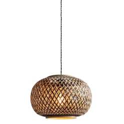 Lámpara de techo colgante Nepal 1XE27 acabado bambú fibras negro y natural estilo nórdico 40cm Ø