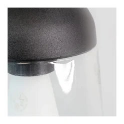 Lámpara de techo colgante Nera 1xE27 acabado aluminio negro cristal transparente IP44 uso exterior estilo moderno 15cm Ø