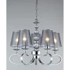 Lámpara de techo colgante Nice 5 luces 5xE14 acabado metal cromo pantallas tejido plata estilo clásico 60cm Ø