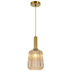 Lámpara de techo colgante Nilsa 1 luz 1XE27 acabado dorado envejecido cristal ámbar estilo vintage 20cm Ø