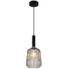 Lámpara de techo colgante Nilsa 1 luz 1XE27 acabado meta negro cristal fumé estilo vintage 20cm Ø