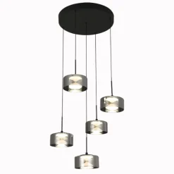 Lámpara de techo colgante Ónix 5 luces LED integrado 5X8W 4000K 2800lm acabado negro estilo moderno 44cm Ø