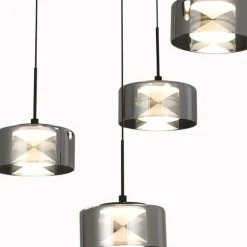 Lámpara de techo colgante Ónix 5 luces LED integrado 5X8W 4000K 2800lm acabado negro estilo moderno 44cm Ø