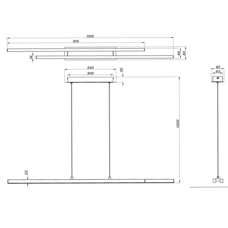 Lámpara de techo colgante Odio Gris LED 22w 3000k 2500LM