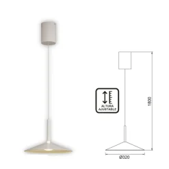 Lámpara de techo colgante Opava Blanco LED 9w 3000k 32CM Ø