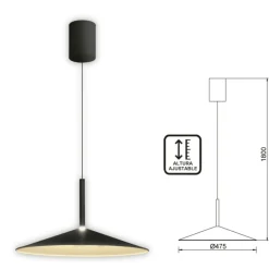 Lámpara de techo colgante Opava Negro LED 18w 3000k 47.5CM Ø