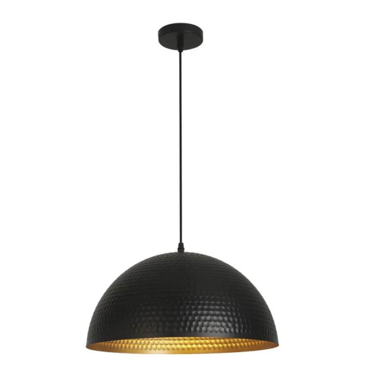 Lámpara de techo colgante Osiris 1 luz 1XE27 acabado metal negro y dorado estilo industrial 40cm Ø
