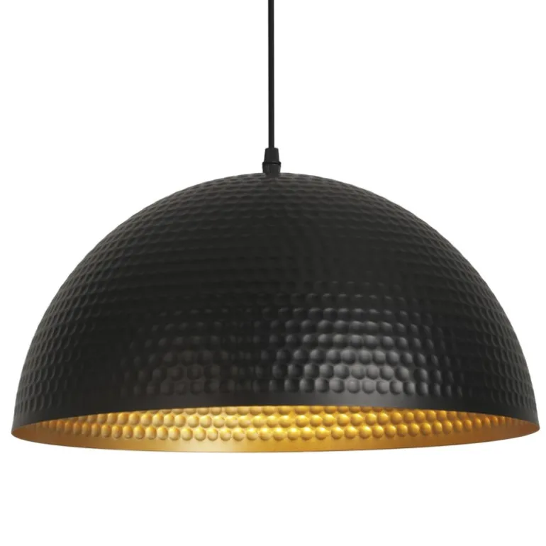 Lámpara de techo colgante Osiris 1 luz 1XE27 acabado metal negro y dorado estilo industrial 40cm Ø