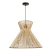 Lámpara de techo colgante Place 1xE27 acabado metal negro y fibra natural estilo nórdico 50cm Ø