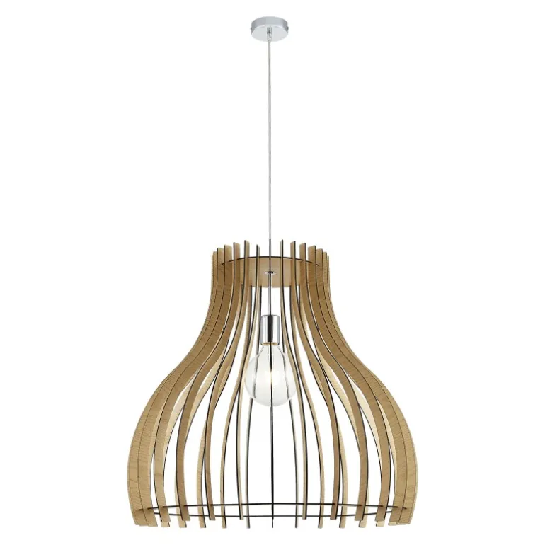 Lámpara de techo colgante Rain 1 luz 1xE27 acabado madera natural estilo rústico 57cm Ø