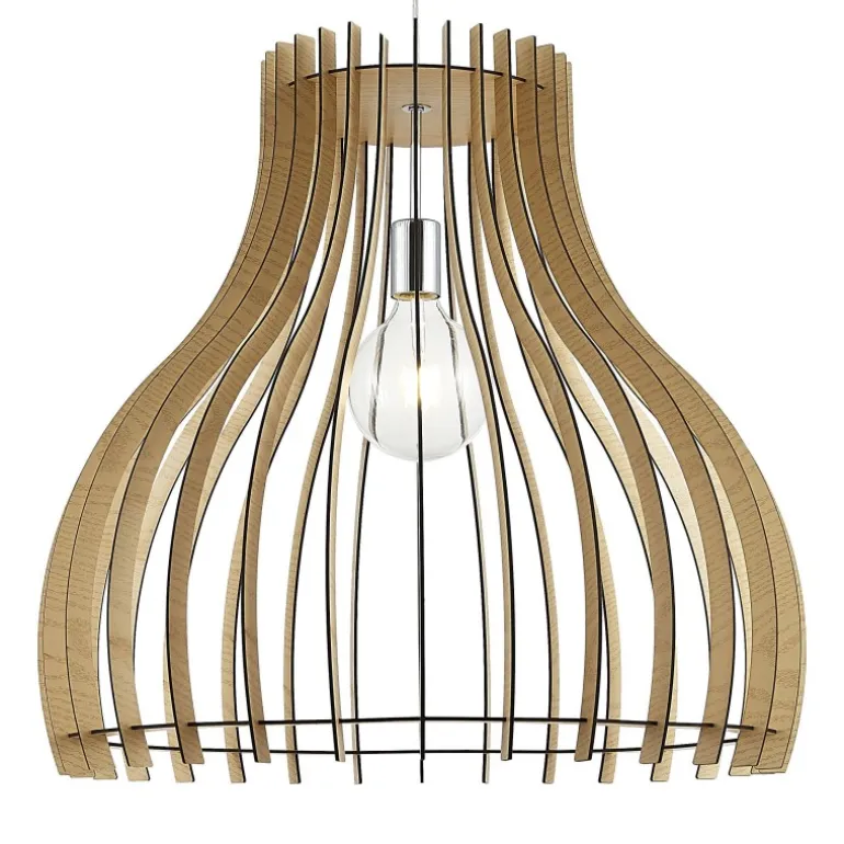Lámpara de techo colgante Rain 1 luz 1xE27 acabado madera natural estilo rústico 57cm Ø