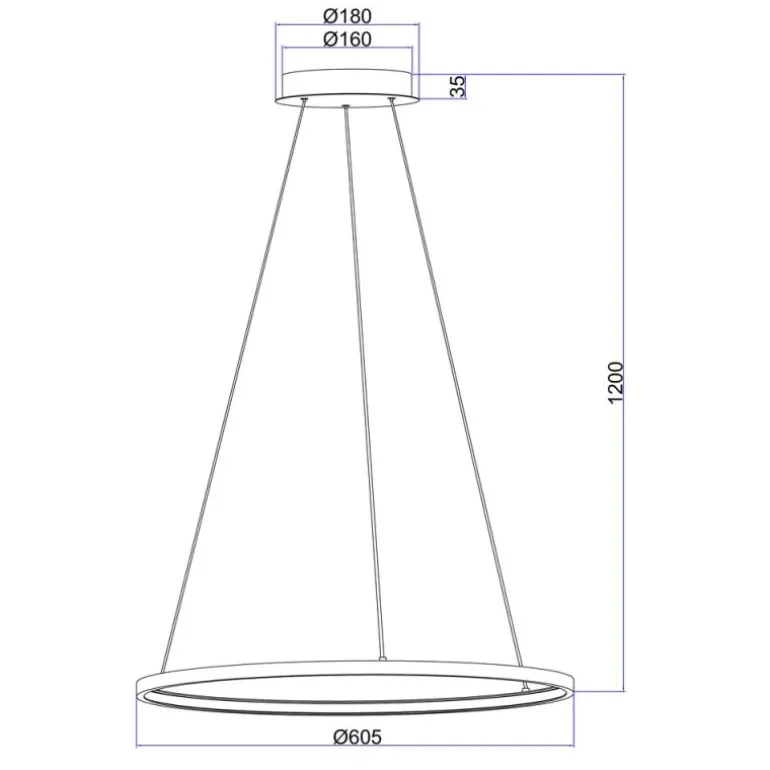 Lámpara de techo colgante Ralph LED integrado 29w tonalidad 3000k acabado negro estilo moderno 60cm Ø