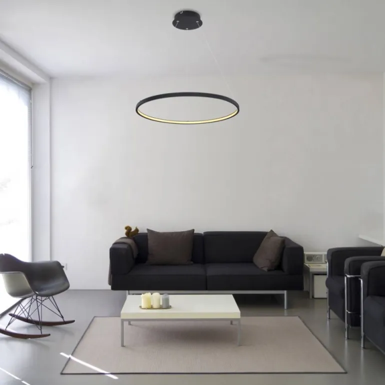 Lámpara de techo colgante Ralph LED integrado 29w tonalidad 3000k acabado negro estilo moderno 60cm Ø