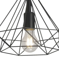 Lámpara de techo colgante Ra 1 luz 1XE27 acabado rejilla metal negro estilo moderno 38cm Ø