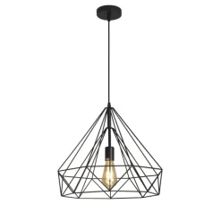 Lámpara de techo colgante Ra 1 luz 1XE27 acabado rejilla metal negro estilo moderno 45cm Ø