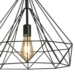Lámpara de techo colgante Ra 1 luz 1XE27 acabado rejilla metal negro estilo moderno 45cm Ø