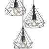 Lámpara de techo colgante Ra Redonda 3L 3XE27 acabado rejilla metal negro estilo moderno 30cm Ø
