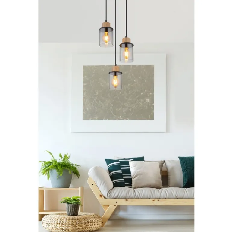 Lámpara de techo colgante redonda 3L Reid 3XE27 27cm Ø