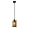 Lámpara de techo colgante Rejilla 1 luz 1XE27 acabado negro y madera estilo industrial 15.5cm Ø