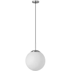 Lámpara de techo colgante Ronda 1luz 1xE27 acabado metal níquel cristal opal blanco estilo moderno 30cm Ø