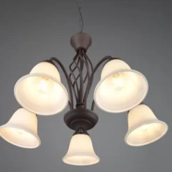 Lámpara de techo colgante Rústica 5 luces 5xE14 acabado marrón óxido estilo rústico 60cm Ø