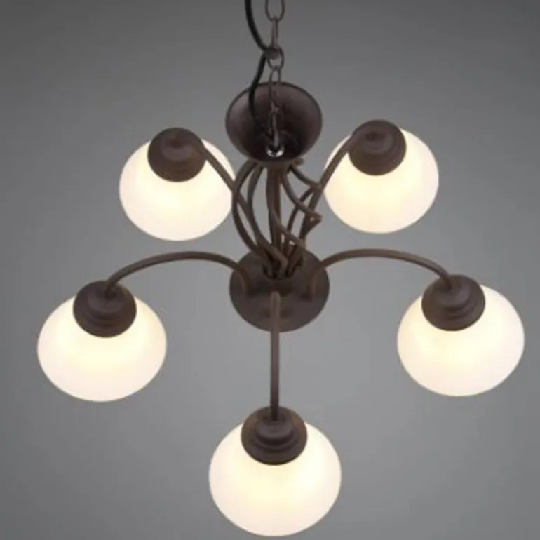 Lámpara de techo colgante Rústica 5 luces 5xE14 acabado marrón óxido estilo rústico 60cm Ø