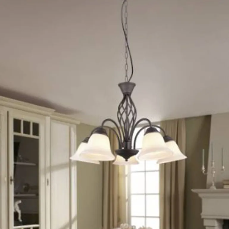Lámpara de techo colgante Rústica 5 luces 5xE14 acabado marrón óxido estilo rústico 60cm Ø