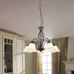 Lámpara de techo colgante Rústica 3 luces 3xE14 acabado marrón óxido estilo rústico 55cm Ø