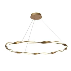 Lámpara de techo colgante Sand Oro LED integrado 48w tonalidad 3000k acabado metal oro estilo moderno 108cm Ø