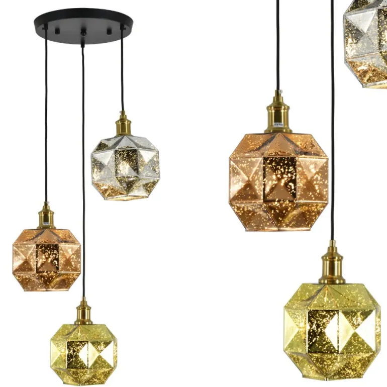 Lámpara de techo colgante Soter 3 luces 3XE27 acabado colores metálicos estilo moderno 30cm Ø