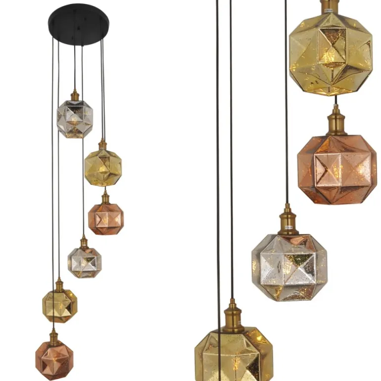 Lámpara de techo colgante Soter 6 luces 6XE27 acabado colores metálicos estilo moderno 40cm Ø