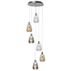 Lámpara de techo colgante Talio 6 luces LED integrado 6x5w 4000k acabado cromo cristal transparente, ámbar estilo moderno 40cm Ø