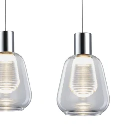 Lámpara de techo colgante Talio 4 luces lineal LED integrado 4x5w 4000k acabado cromo cristal transparente estilo moderno
