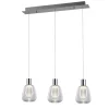 Lámpara de techo colgante Talio 3 luces lineal LED integrado 3x5w 4000k acabado metal cromo cristal transparente estilo moderno