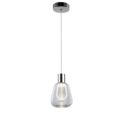 Lámpara de techo colgante Talio 1 luz LED integrado 5w 4000k acabado metal cromo cristal transparente estilo moderno 13.5 cm Ø