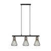 Lámpara de techo colgante Tauro 3 luces lineal 3xE14 acabado metal negro y oro envejecido estilo rústico