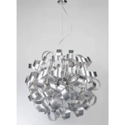 Lámpara de techo colgante Tirabuzón 80 9xG9 acabado metal níquel estilo moderno 80cm Ø