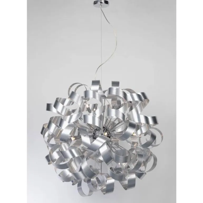 Lámpara de techo colgante Tirabuzón 80 9xG9 acabado metal níquel estilo moderno 80cm Ø