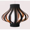 Lámpara de techo colgante Tiras Verde 1xE27 acabado tejido fieltro negro y naranja estilo moderno 70cm Ø