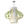 Lámpara de techo colgante Tiras Verde 1xE27 acabado tejido fieltro verde y blanco estilo moderno 70cm Ø