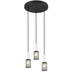 Lámpara de techo colgante Tosh 3L Blanco/Rejilla Negro 3XE27 28cm Ø