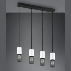 Lámpara de techo colgante Tosh 4L Lineal Blanco/ Rejilla negro 4XE27