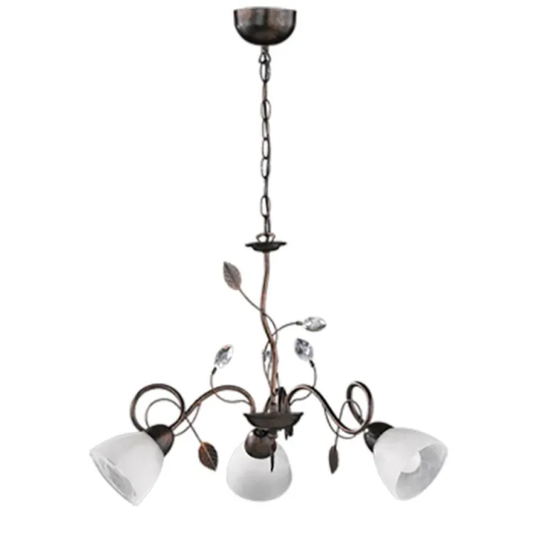 Lámpara de techo colgante Traditio 3 luces 3xE14 acabado marrón oxido estilo rústico 70cm Ø