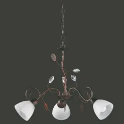 Lámpara de techo colgante Traditio 3 luces 3xE14 acabado marrón oxido estilo rústico 70cm Ø